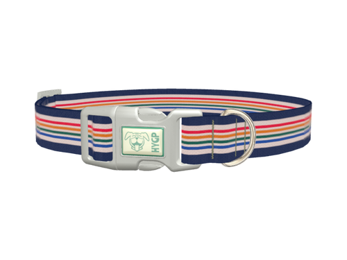 Dark Blue Rainbow Stripe Dog Collar