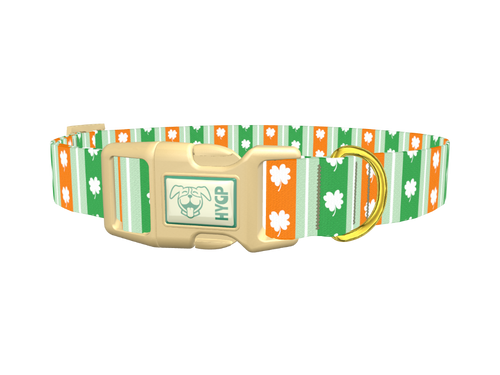 St. Patrick's Shamrock Stripe Dog Collar