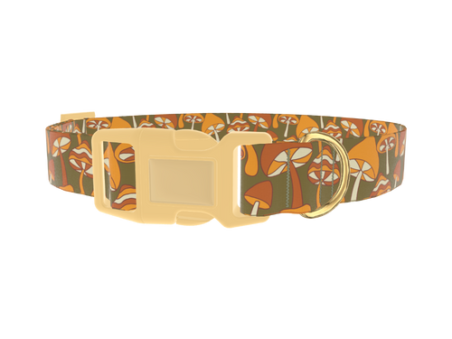 Autumn Field Mushroom Dog Collar