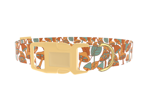 Mushroom Leaves Dog Collar