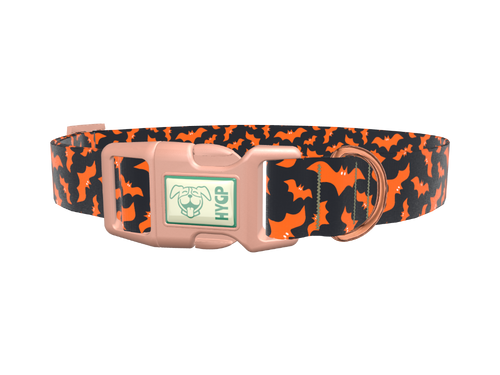 Orange Halloween Bat Pattern Dog Collar