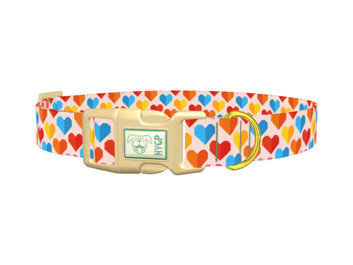 Colorful Geometric Heart Dog Collar