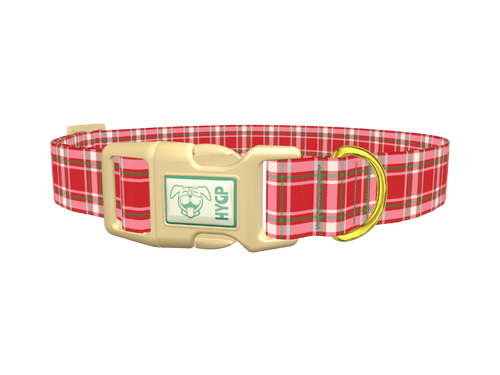 Light Red Plaid Dog Collar
