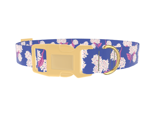 Blue Hydrangea Pattern Dog Collar