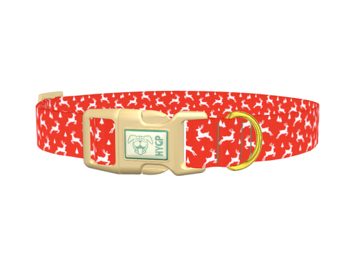 Red Christmas Reindeer Dog Collar