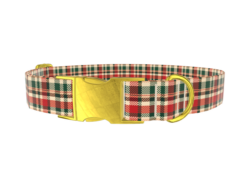 Green Red Tartan Dog Collar