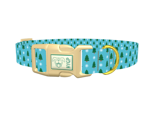 Blue Christmas Trees Dog Collar