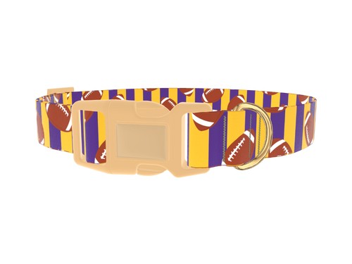 Purple Stripe Football Dog Collar