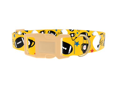 Yellow Football Trophy Dog Collar