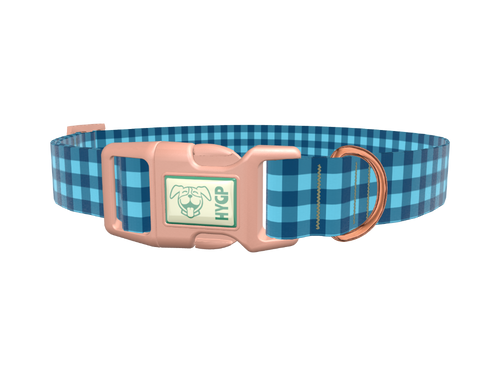 Blue Plaid Dog Collar