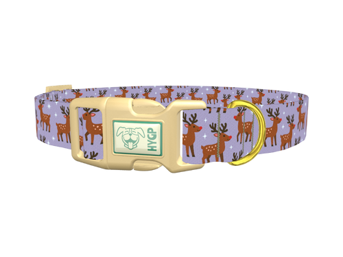 Purple Reindeer Dog Collar