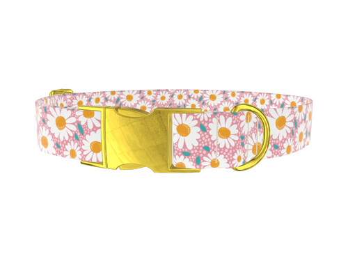 Pink Chamomile Dog Collar