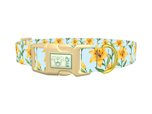 Floral Yellow Lily Dog Collar