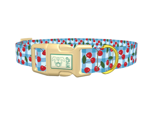 Gingham Cherry Dog Collar