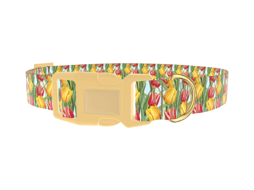Red Yellow Tulip Dog Collar