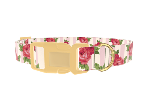 Striped Rose Pattern Dog Collar