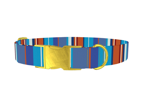 Orange Blue Stripes Dog Collar