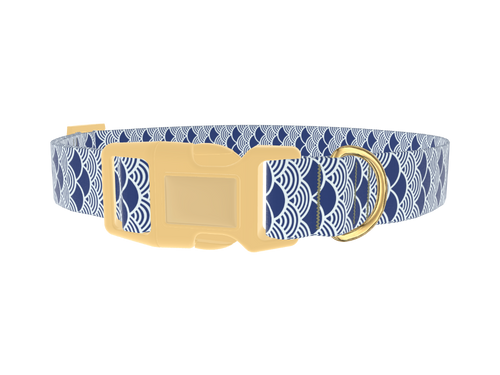 Blue Japanese Wave Dog Collar