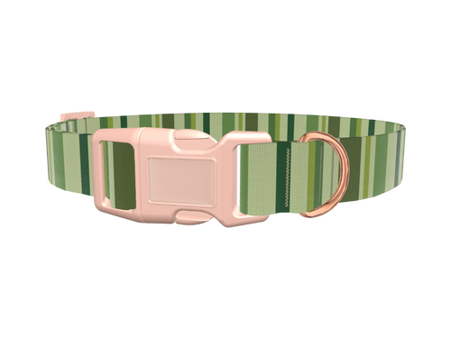 Green Striped Pattern Dog Collar