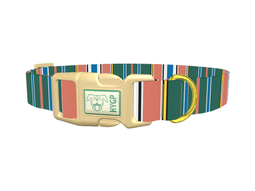 Green Orange Stripe Dog Collar