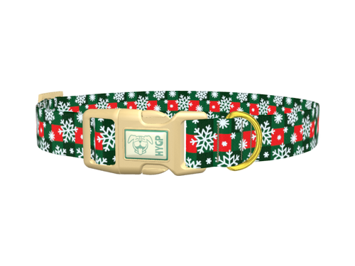 Christmas Plaid Snowflake Dog Collar