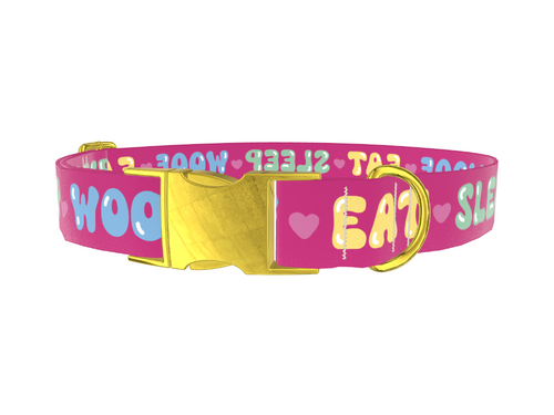 Colorful Text Heart Dog Collar