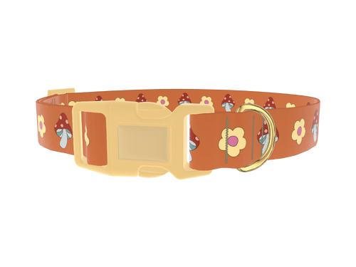 Retro Mushroom Flower Dog Collar