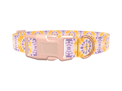 Yellow Purple Tie-Dye Dog Collar