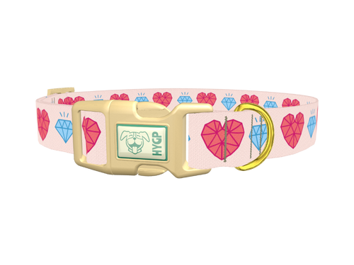 Geometric Diamond Heart Dog Collar