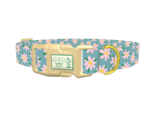 Floral Pink Camomile Dog Collar