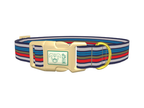 Blue Grey Red Striped Dog Collar