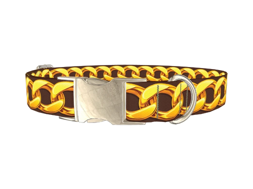 Golden Chain Pattern Dog Collar