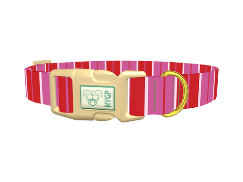 Red Pink Striped Dog Collar