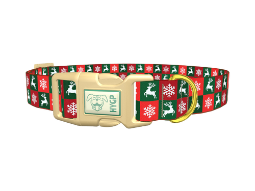 Christmas Plaid Deer Dog Collar