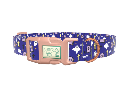 Purple Graveyard Halloween Dog Collar