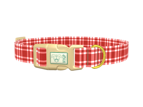 Red Plaid Dog Collar