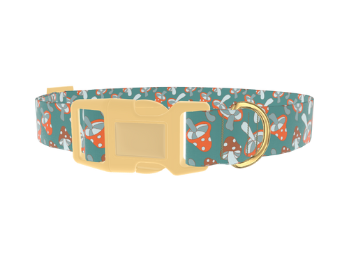 Tossed Mushroom Dog Collar
