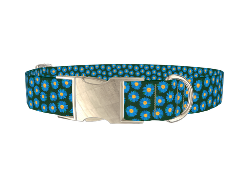 Blue Daisy Floral Dog Collar