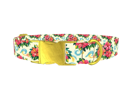 Tropical Hibiscus Dog Collar
