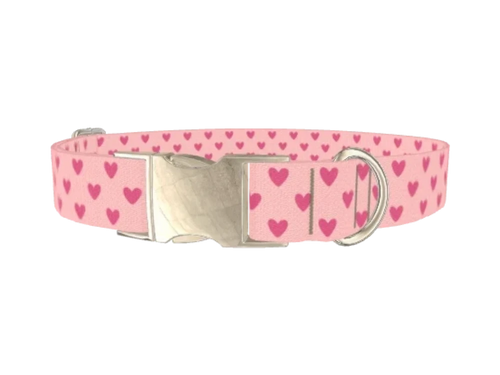 Pastel Pink Heart Dog Collar