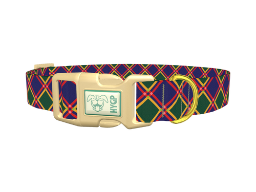 Festive Blue Plaid Dog Collar