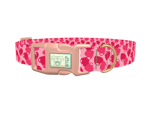 Geometric Red Heart Dog Collar