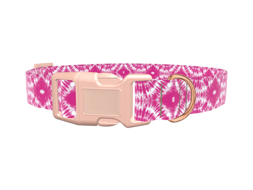 Pink Spiral Tie-Dye Dog Collar