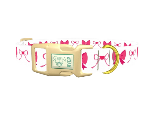 Pink Heart Bow Dog Collar