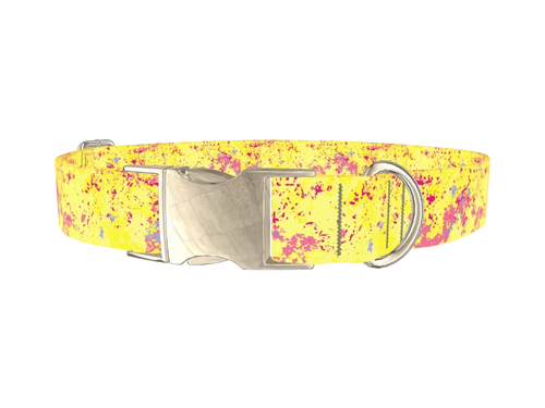 Yellow Abstract Splatter Dog Collar