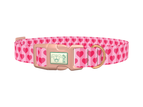 Pink Heart Pattern Dog Collar