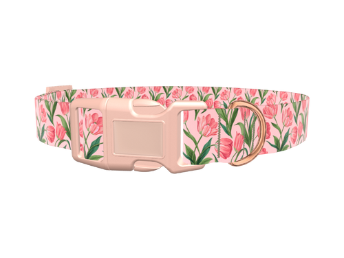 Pink Tulip Blossom Dog Collar
