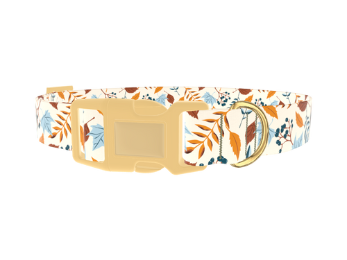 Autumn Berry Leaves Dog Collar