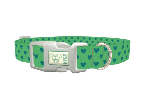 Green Heart Pattern Dog Collar