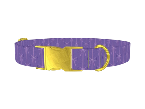 Purple Bow Pattern Dog Collar